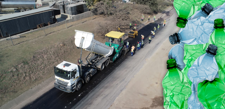 400 metros de uma estrada da África do Sul foram pavimentados usando garrafas de plástico. Foto: Shisalanga Construction/ Divulgação.