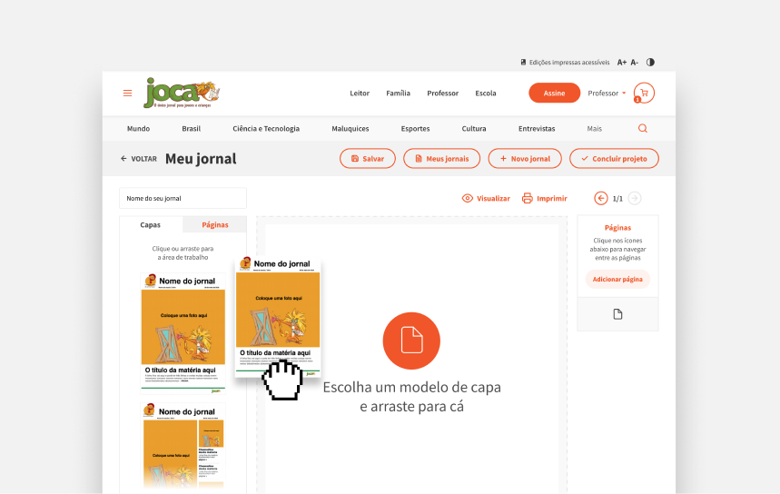 1. Selecione um modelo de jornal para começar