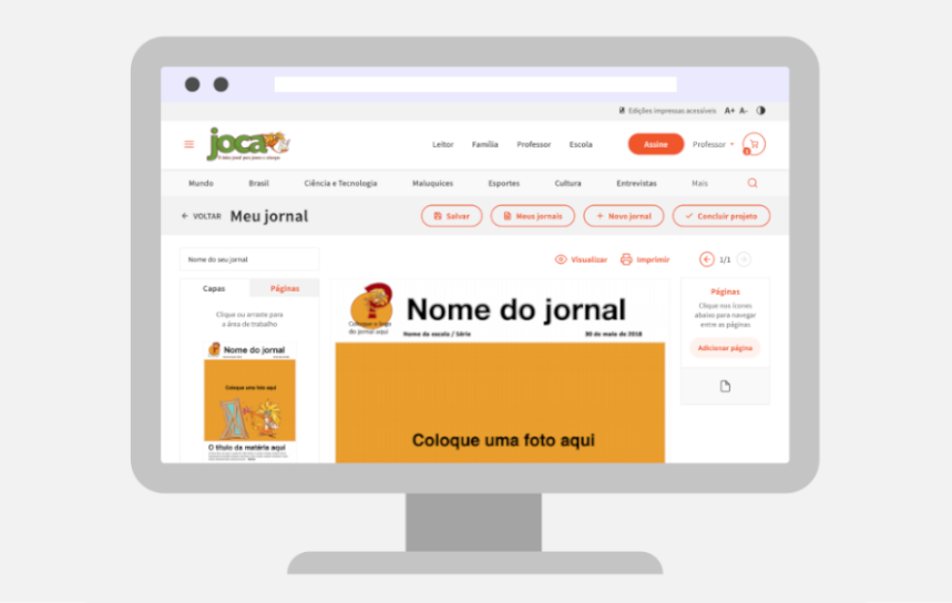 Fique atento Para uma melhor experiência, só é possível editar o seu jornal de um computador desktop.