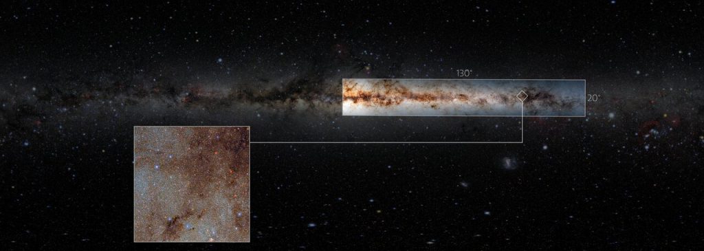 Via-Lactea-Uma versão comprimida da imagem da Via Láctea mostra toda a área que foi documentada. Crédito de imagem: DECaPS2/DOE/FNAL/DECam/CTIO/NOIRLab/NSF/AURA