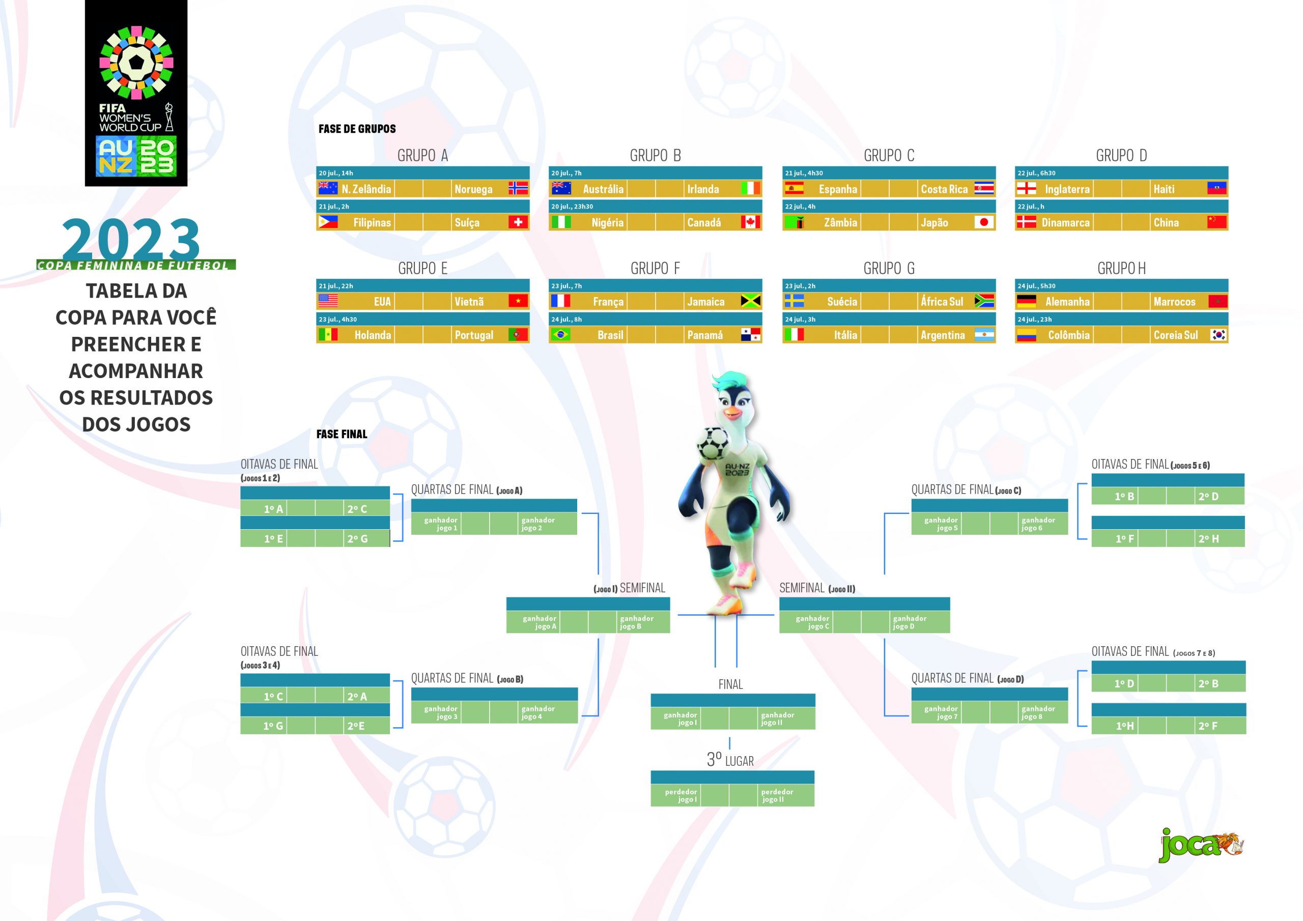 Copa do Mundo Feminina 2023: baixe o calendário de jogos da Austrália e  Nova Zelândia - BBC News Brasil